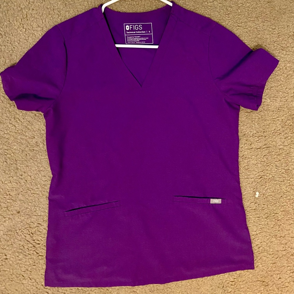 Ultra Violet Purple Figs Scrub Top Small Casma